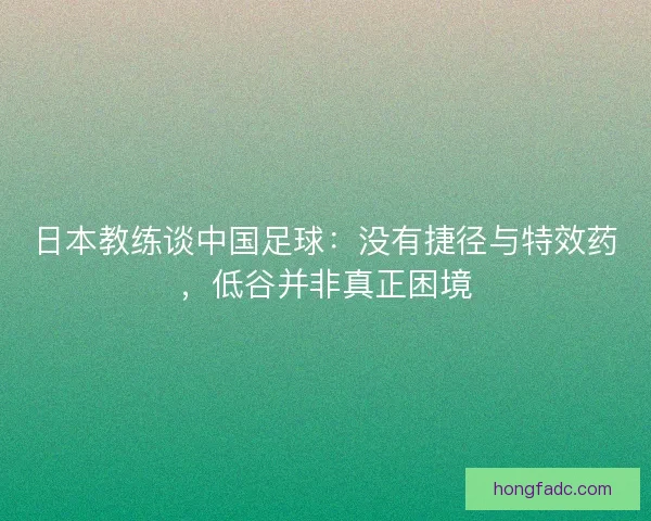 日本教练谈中国足球：没有捷径与特效药，低谷并非真正困境